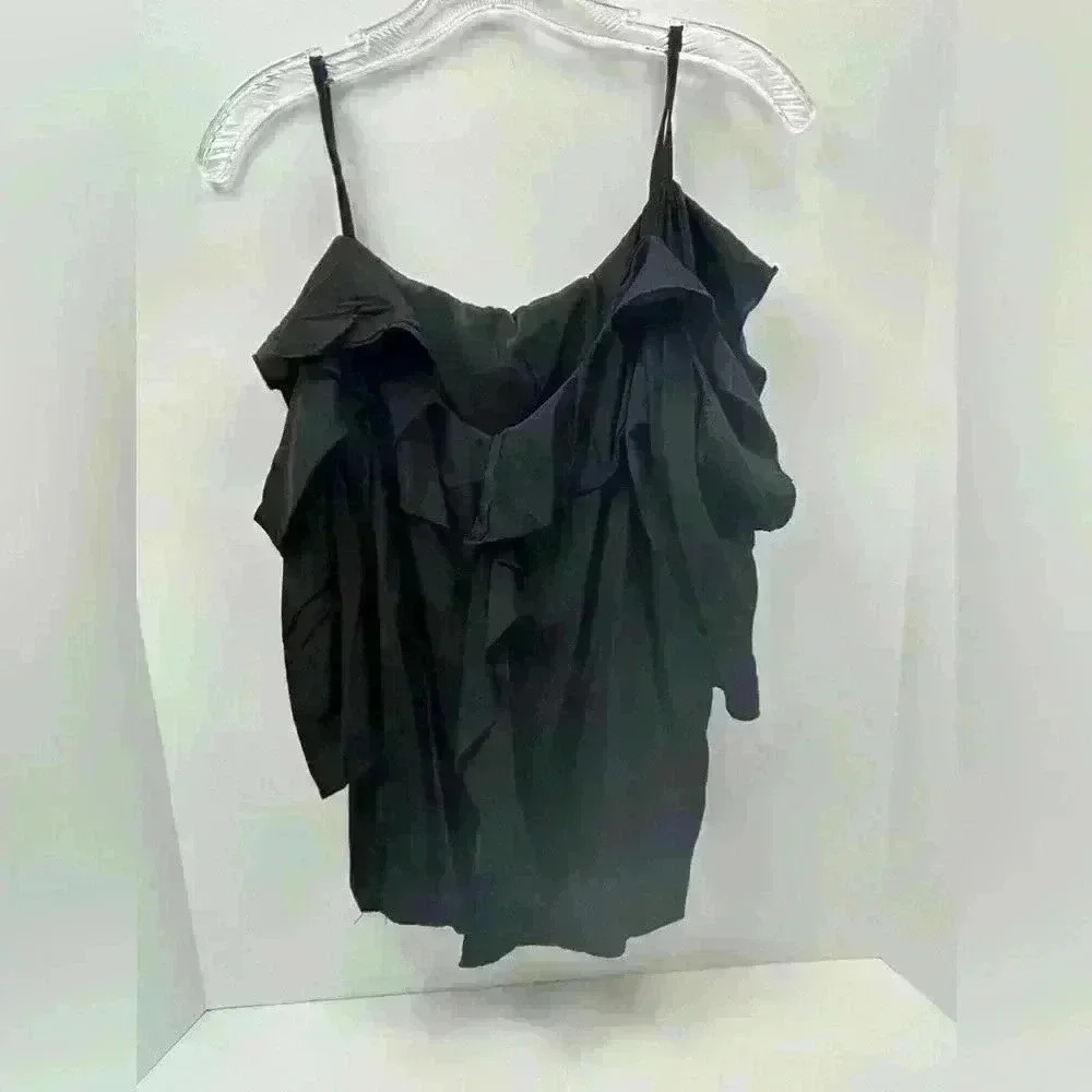 Black Ruffle Camisole Top‎